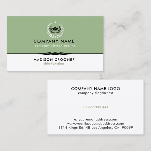 Professionele Elegante Witte Salie Groene Aangepas Visitekaartje (Voorkant / Achterkant)