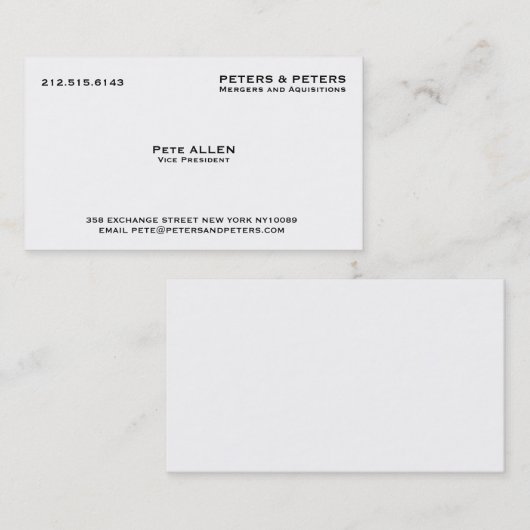 Professionele elegante witte verfijnde luxe visitekaartje (Voorkant / Achterkant)