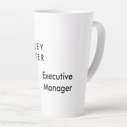 Professionele elegante witte vlakke minimalistisch latte mok (Rechterhoek)