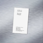 Professionele elegante witte vlakke minimalistisch magnetisch visitekaartje (Voorbeeld)