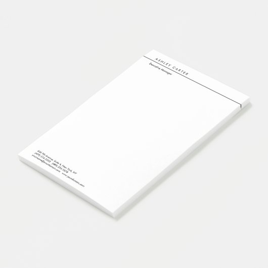 Professionele elegante witte vlakke minimalistisch post-it® notes (Schuin)