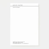 Professionele elegante witte vlakke minimalistisch post-it® notes (Voorkant)