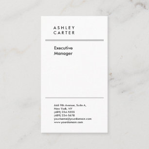 Professionele elegante witte vlakke minimalistisch visitekaartje