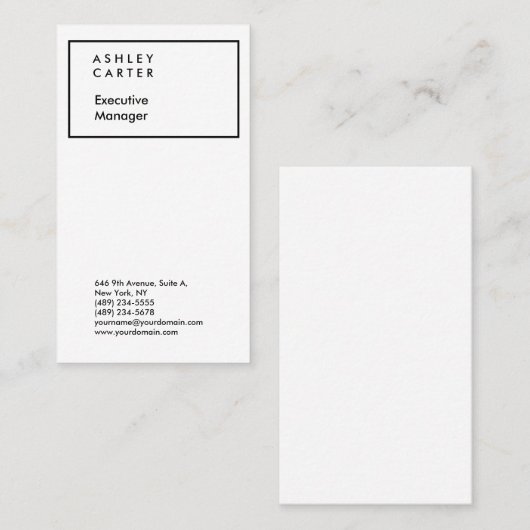 Professionele elegante witte vlakke minimalistisch visitekaartje (Voorkant / Achterkant)