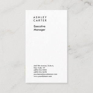 Professionele elegante witte vlakke minimalistisch visitekaartje
