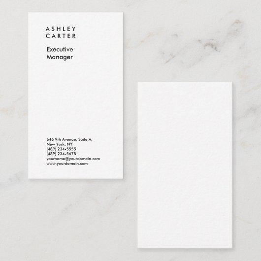 Professionele elegante witte vlakke minimalistisch visitekaartje (Voorkant / Achterkant)