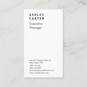 Professionele elegante witte vlakte manager modern visitekaartje