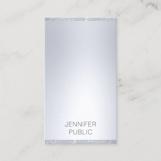 Professionele Elegante Zilveren Glitter Modern Een Visitekaartje (Voorkant)