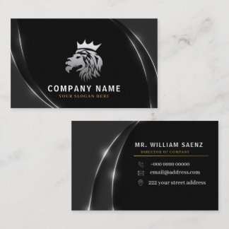 Professionele Elegante Zilveren Leeuw Logo Visitekaartje