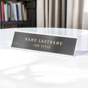 Professionele Elegante Zwart Goud Desk Bureau Naambordje
