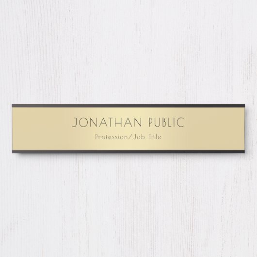 Professionele Elegante Zwart Gouden Glamour Sjablo Deurbordje (Voorkant)