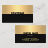 Professionele Elegante Zwart Gouden Moderne Sjablo Visitekaartje (Voorkant / Achterkant)