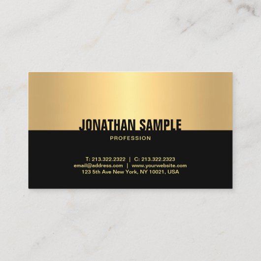 Professionele Elegante Zwart Gouden Moderne Sjablo Visitekaartje (Achterkant)