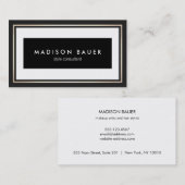 Professionele Elegante Zwart-Wit Gouden Rand Visitekaartje (Voorkant / Achterkant)