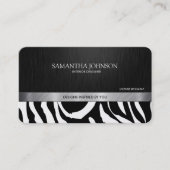 Professionele elegante zwarte en zilverzebrastripe visitekaartje (Voorkant)