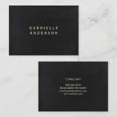Professionele Elegante Zwarte Leer Visitekaartje (Voorkant / Achterkant)