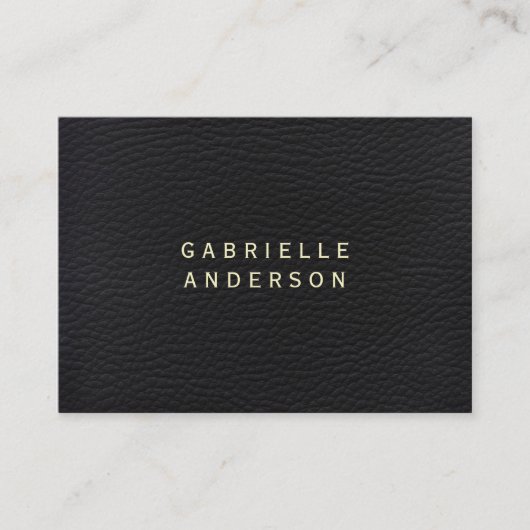Professionele Elegante Zwarte Leer Visitekaartje (Voorkant)