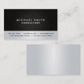 Professionele elegante zwarte zilver, modern visitekaartje (Voorkant / Achterkant)