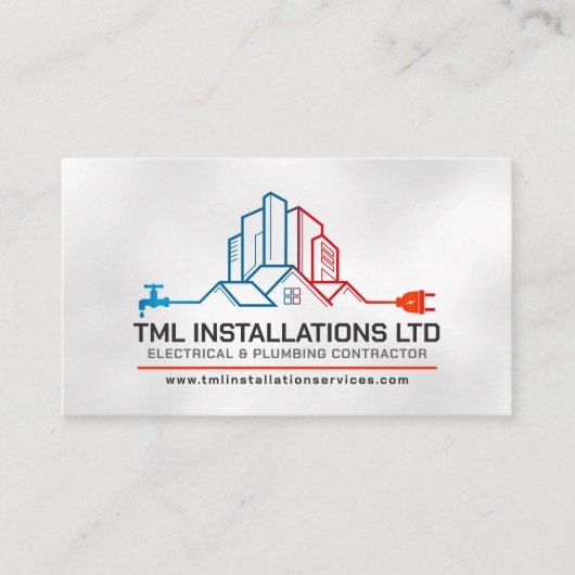 Professionele Elektro & Loodgieterscontractant Visitekaartje (Voorkant)