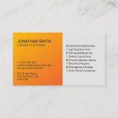 Professionele Elektroaannemer - Elektricien Visitekaartje (Achterkant)