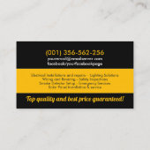 Professionele Elektroaannemer - Elektricien Visitekaartje (Achterkant)