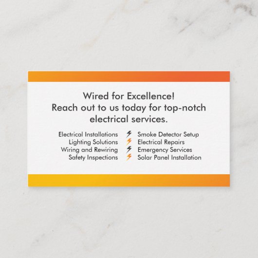 Professionele Elektroaannemer - Elektricien Visitekaartje (Achterkant)