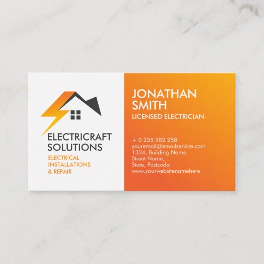 Professionele Elektroaannemer - Elektricien Visitekaartje (Voorkant)