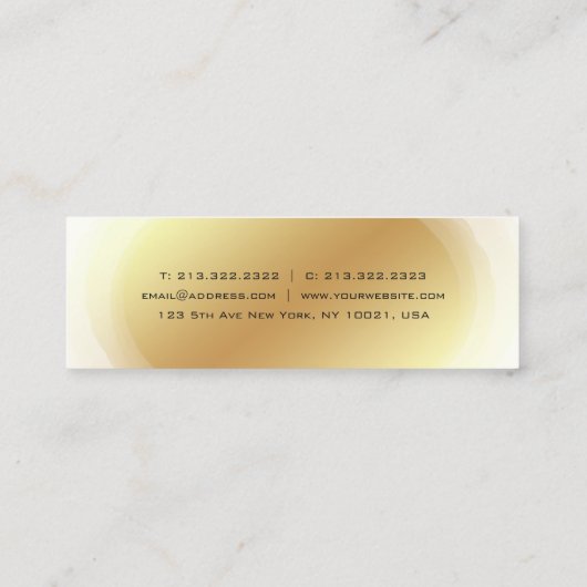 Professionele elite Gold Design Elegant Plain Chic Mini Visitekaartje (Achterkant)