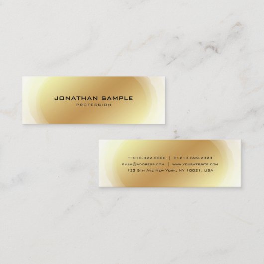 Professionele elite Gold Design Elegant Plain Chic Mini Visitekaartje (Voorkant / Achterkant)