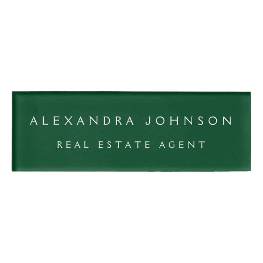 Professionele Emerald Green Modern Business Naambadge (Voorkant)