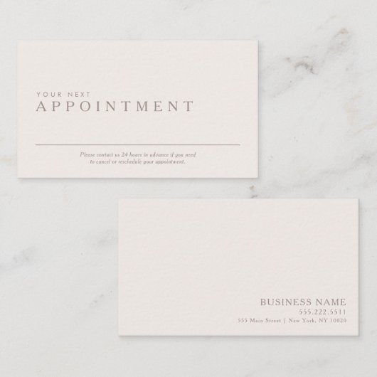 Professionele en minimale benoemingskaart visitekaartje (Voorkant / Achterkant)