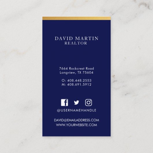 Professionele en minimale makelaar Foto Visitekaartje (Achterkant)