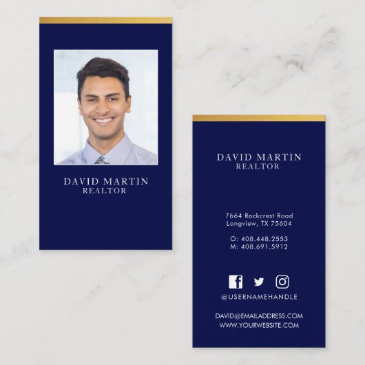 Professionele en minimale makelaar Foto Visitekaartje (Voorkant / Achterkant)