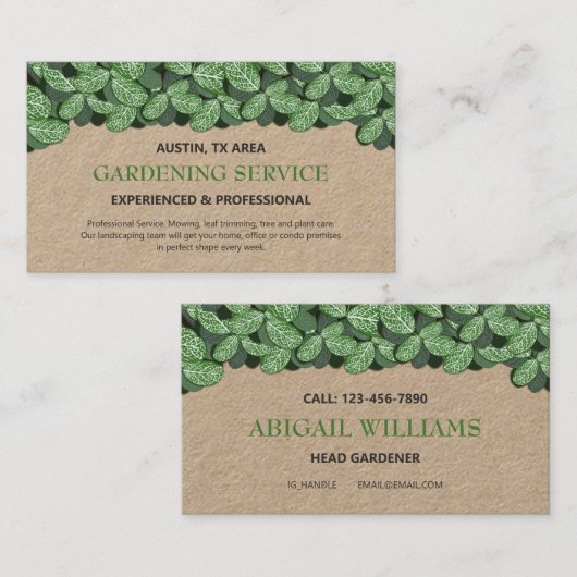 Professionele en moderne gardening/landschapsarchi visitekaartje (Voorkant / Achterkant)
