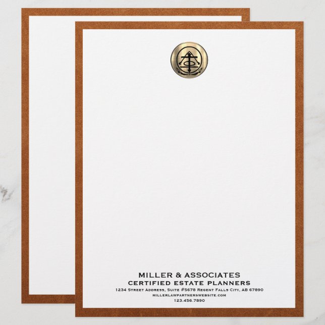 Professionele Estate Planner Letterhead Gold Logo Briefhoofd (Voorkant / Achterkant)