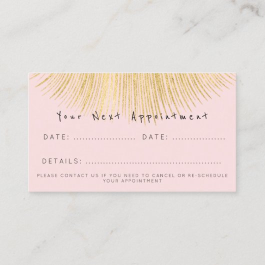 Professionele estheticus Lashes Gold Roos Powder Afsprakenkaartje (Achterkant)