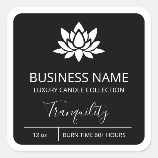 Professionele etiketten met Lotus Black Soy-kaarse (Voorkant)