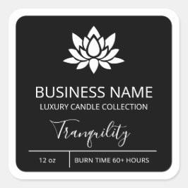 Professionele etiketten met Lotus Black Soy-kaarse