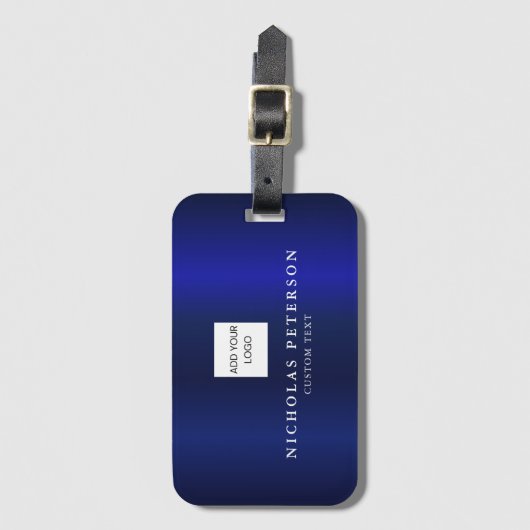 Professionele Executive Metallic Navy Company Logo Bagagelabel (Voorkant (verticaal))