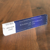 Professionele Executive Metallic Navy Company Logo Naambordje (Zijkant)