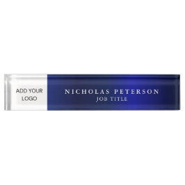Professionele Executive Metallic Navy Company Logo Naambordje