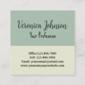 Professionele Executive Modern Sage Green Vierkante Visitekaartje (Achterkant)