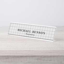 Professionele Executive Zwart Grijs Minimalistisch Bureau Naambordje