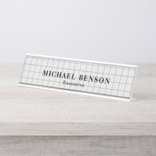 Professionele Executive Zwart Grijs Minimalistisch Bureau Naambordje
