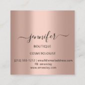 Professionele Eyelash Extension Makeup Artist MUA Vierkante Visitekaartje (Achterkant)