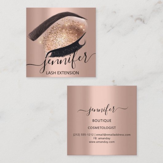Professionele Eyelash Extension Makeup Artist Vips Vierkante Visitekaartje (Voorkant / Achterkant)
