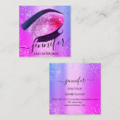 Professionele Eyelash Extension Makeup Hot Pink Vierkante Visitekaartje (Voorkant / Achterkant)