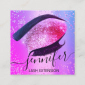 Professionele Eyelash Extension Makeup Hot Pink Vierkante Visitekaartje (Voorkant)