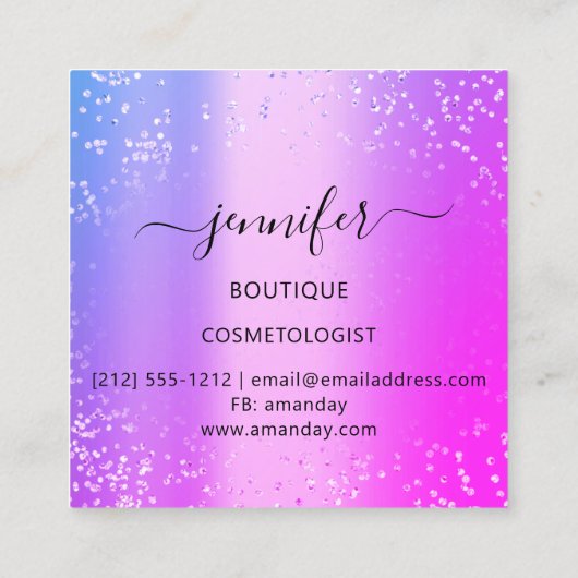 Professionele Eyelash Extension Makeup Hot Pink Vierkante Visitekaartje (Achterkant)