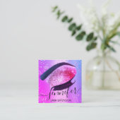 Professionele Eyelash Extension Makeup Hot Pink Vierkante Visitekaartje (Staand voorkant)